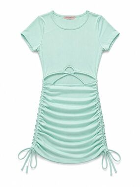 Blue Blush Mint Ruched Cutout Side-Tie Bodycon Mini Dress S